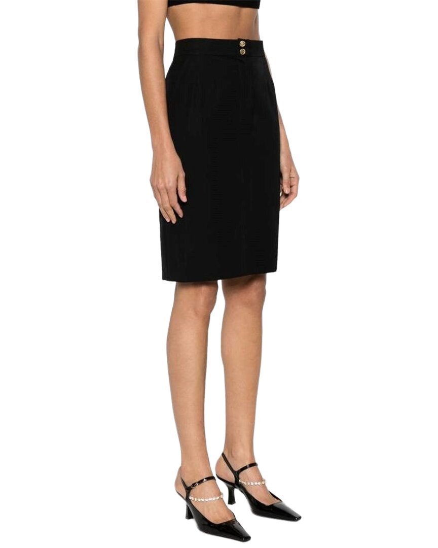 Chanel 90s Silk-cotton High-waist Skirt In Black