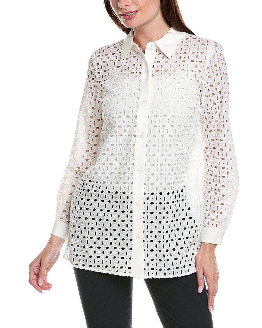 Shop Anne Klein Button-down Tunic In White