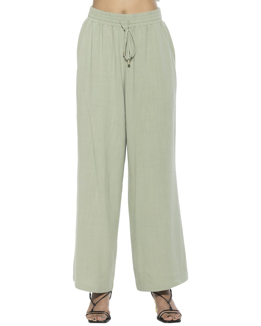 Alexia Admor Xila Linen-blend Wide Leg Pant In Green