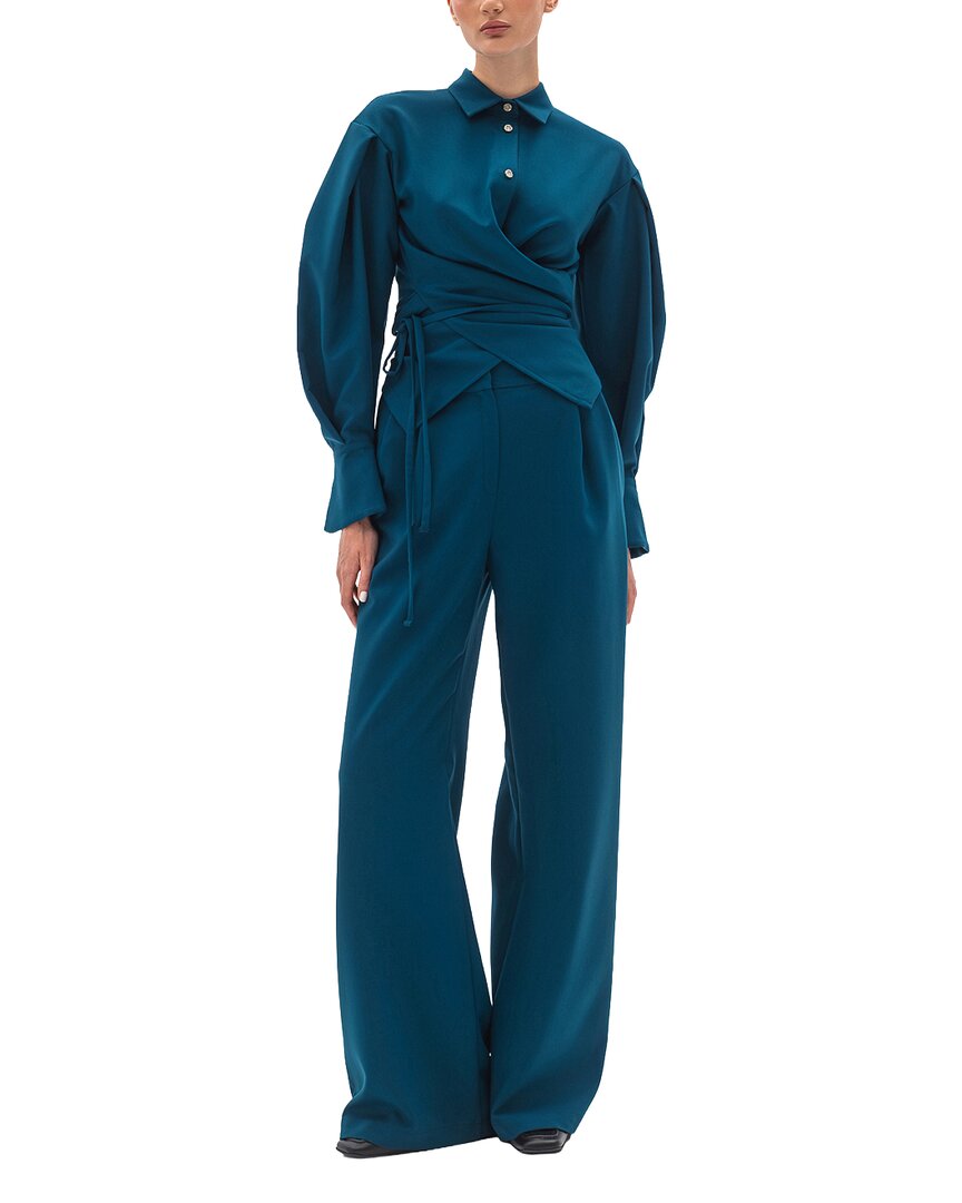 Bgl 2pc Blouse & Pant Set In Blue