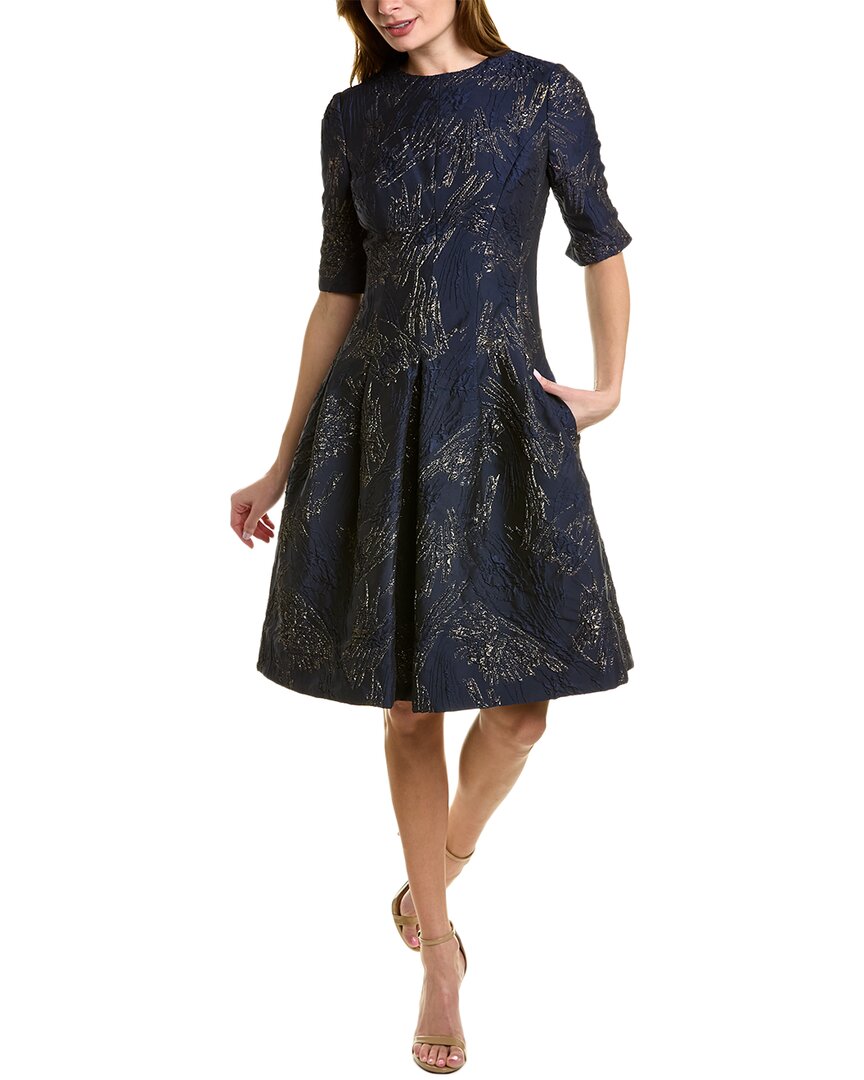 Teri Jon By Rickie Freeman Jacquard A-line Dress In Blue | ModeSens