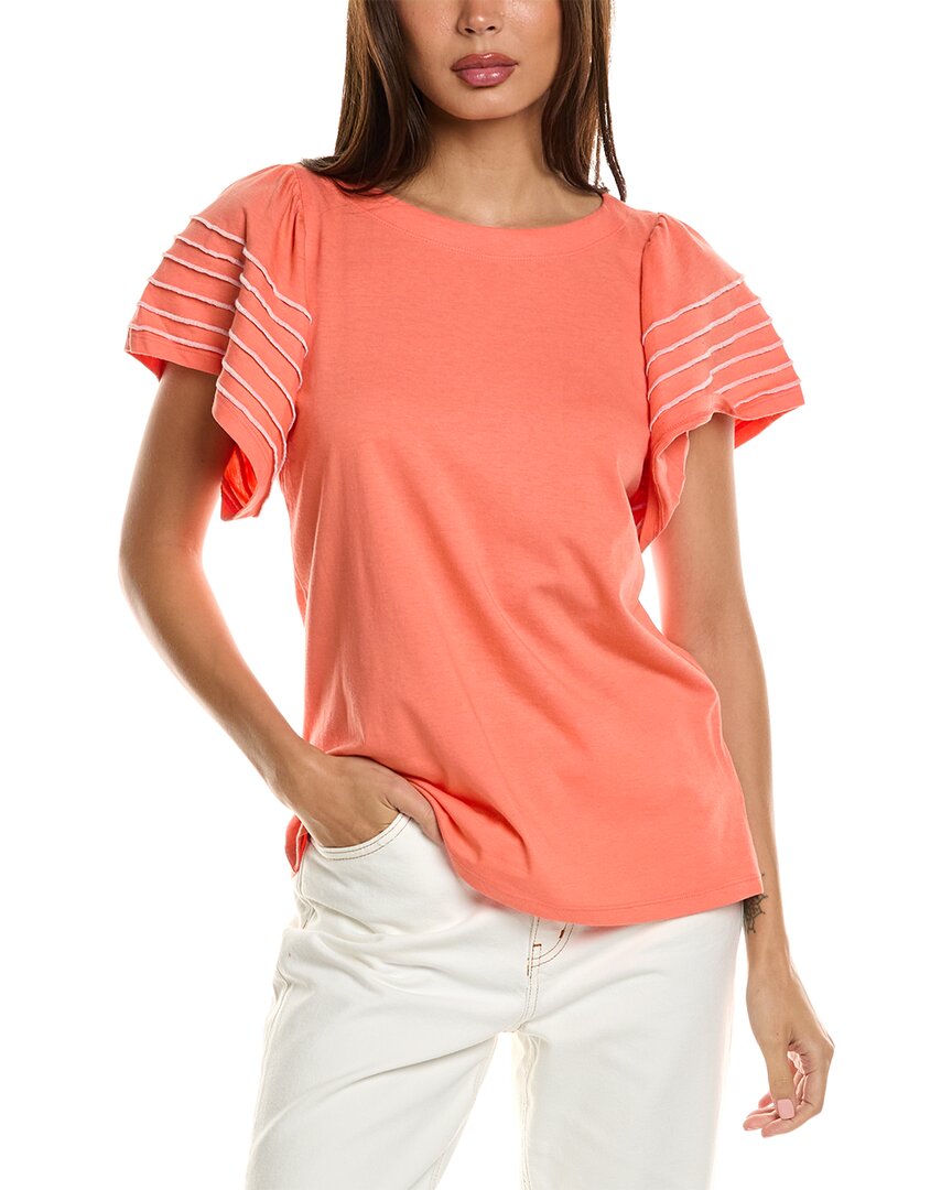 Shop Jones New York Flutter Sleeve T-shirt In Orange