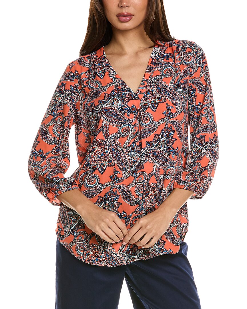 Jones New York Pleat Front Tunic In Red