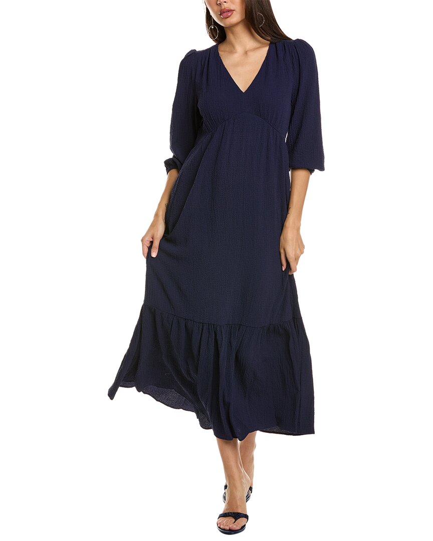 anne klein asymmetrical dress Anne Klein Women's Linen Blend Jazzy Sharkbite Midi Dress Blue / S