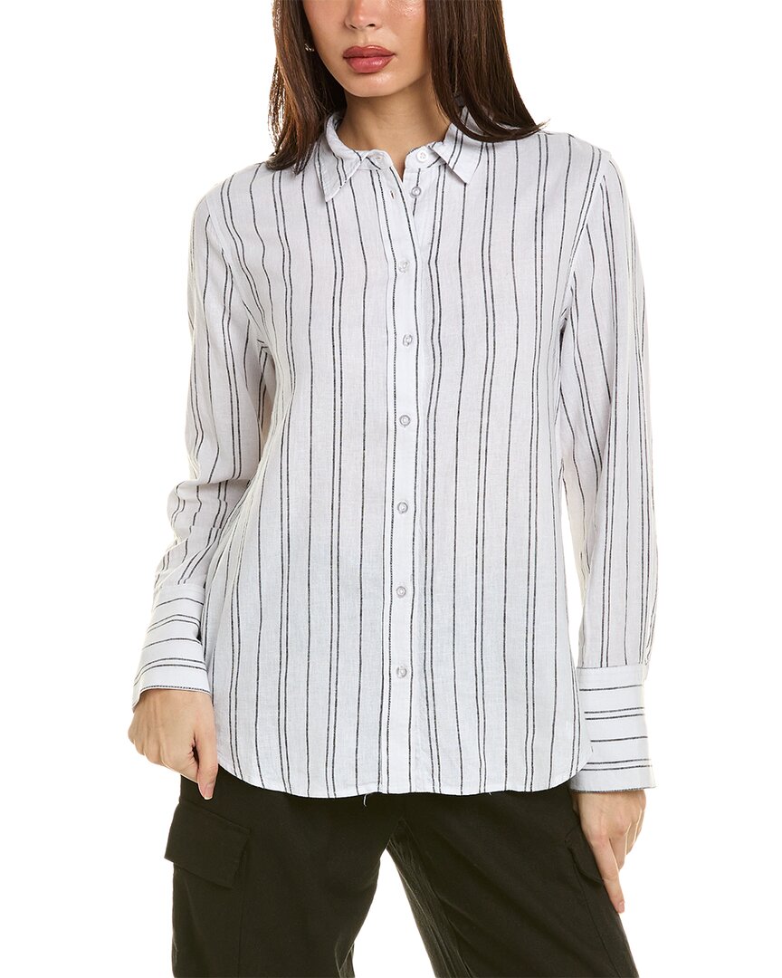 Shop Ellen Tracy Linen-blend Shirt In White