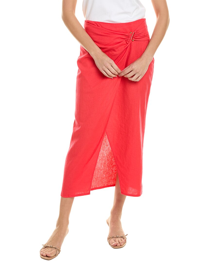 Shop Ellen Tracy Linen-blend Wrap Skirt In Pink