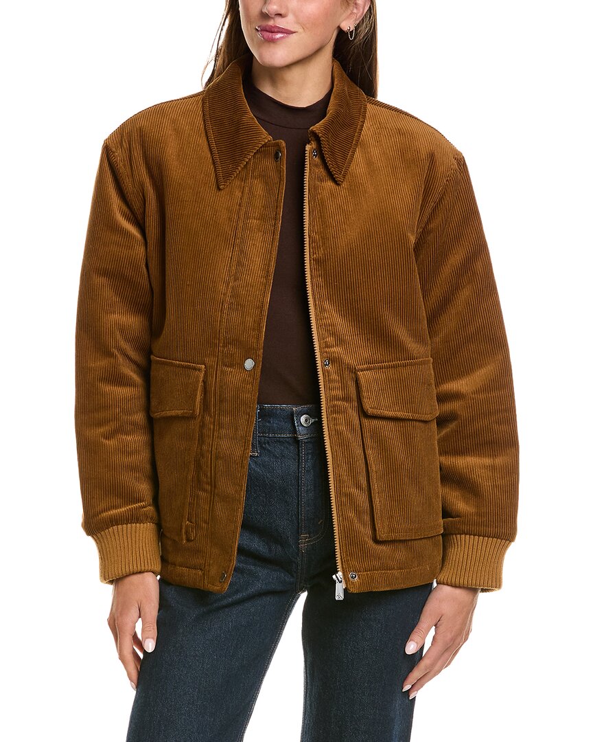 Scotch & Soda Bente Corduroy Padded Boyfriend Trucker Jacket In Brown