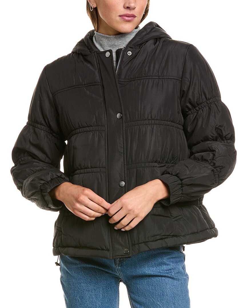 Scotch & Soda Fenna Hooded Puffer Jacket In Black