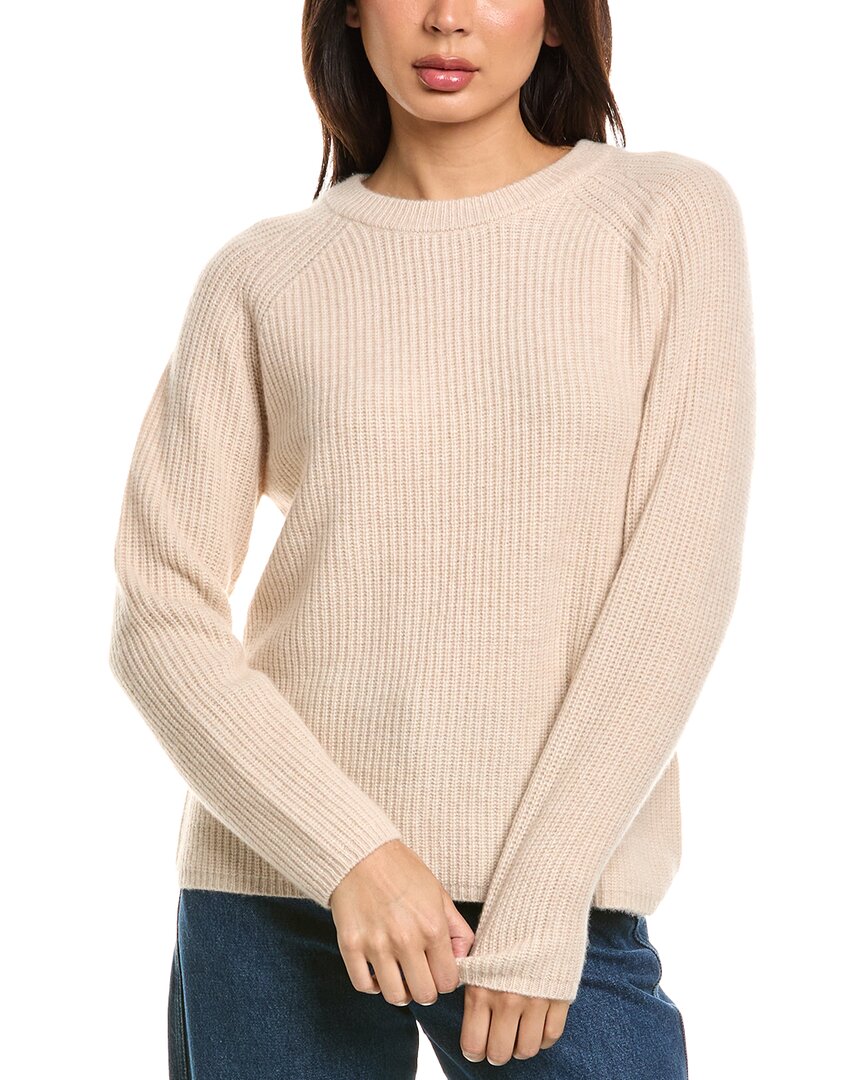 The Cashmere Project Shaker Crewneck Cashmere Sweater In White