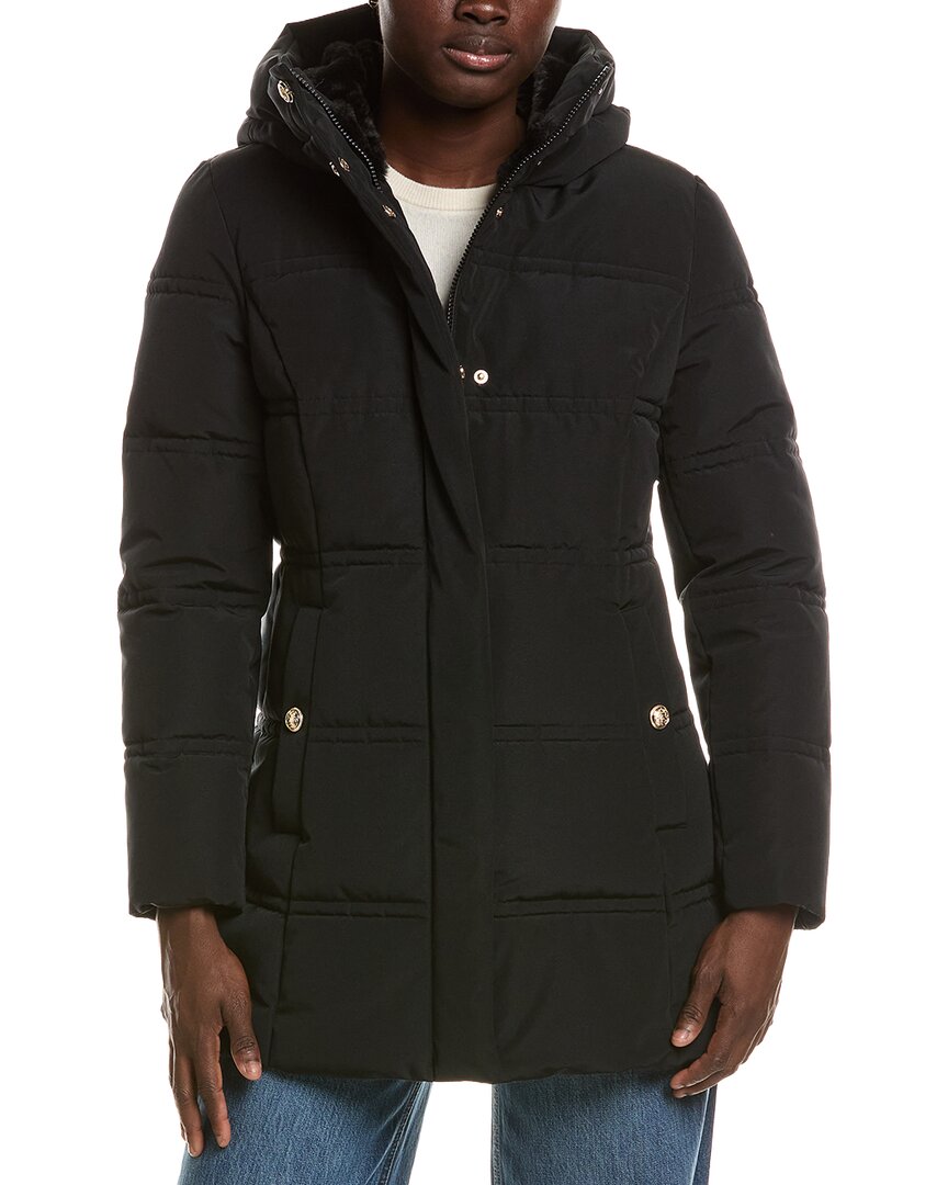 Laundry By Shelli Segal Mist Fabric Coat In Black