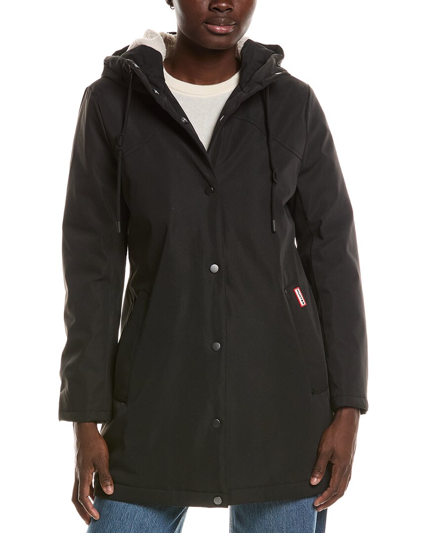 Hunter Billie Canvas Mid Length Hooded Rain Jacket In Multi