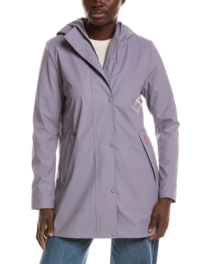 Hunter Acacia Rubberized Mid Length Rain Jacket In Blue