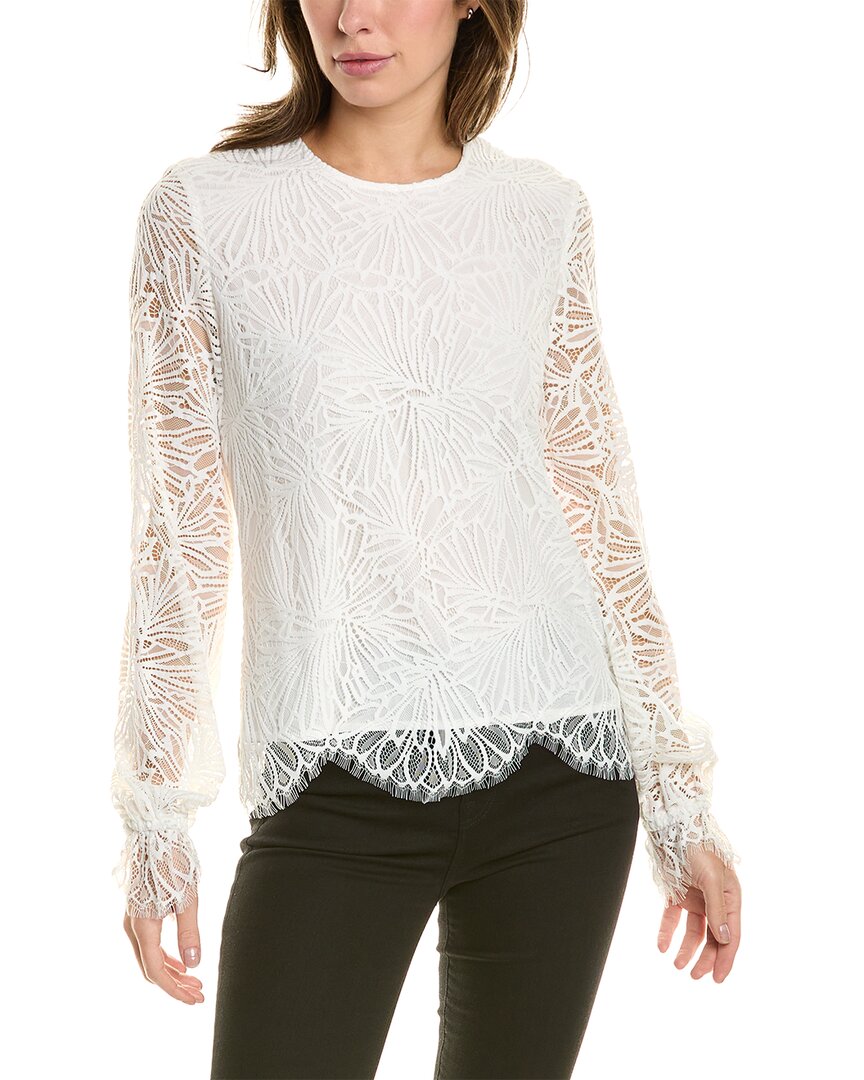 Shop Donna Karan Scalloped Lace Top In Ivory