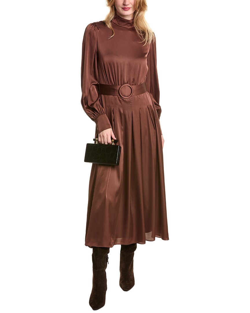 Shop Alexia Admor Safiya Belted A-line Dress In Brown