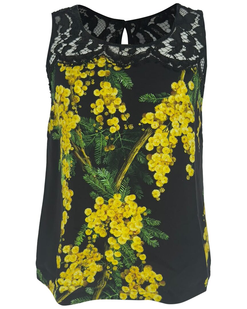 Pre-owned Dolce & Gabbana Floral-print Lace Detailed Tank , Size It 38 (authentic Pre-  Loved)