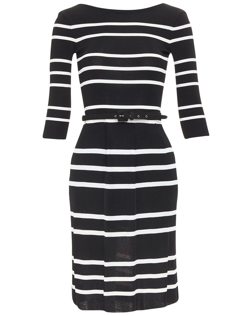 Pre-owned Dior Mariniere Striped Knit Belted Dress