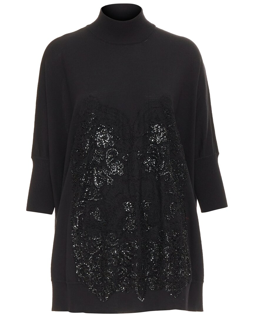 Pre-owned Givenchy Wool Blend Sequin Lace Turtleneck Tunic, Size Int M (authentic Pre- Loved)