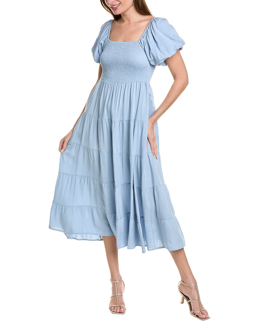 Shop Ipponelli Off-the-shoulder Midi Dress In Blue