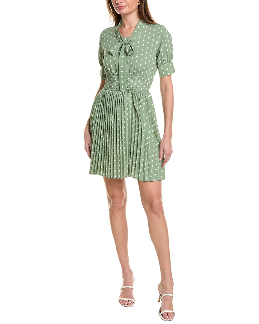 Shop Ipponelli Tie Neck Mini Dress In Green
