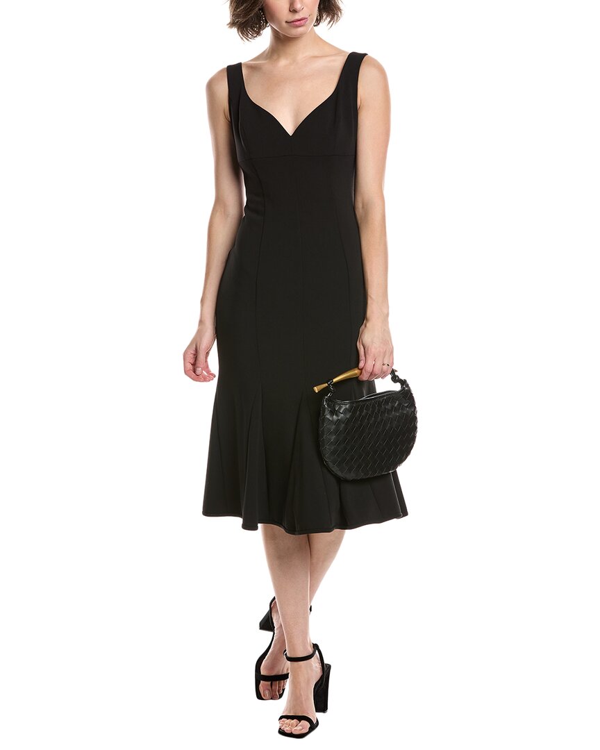 Black Halo Ashlyn Godet Midi Dress In Black