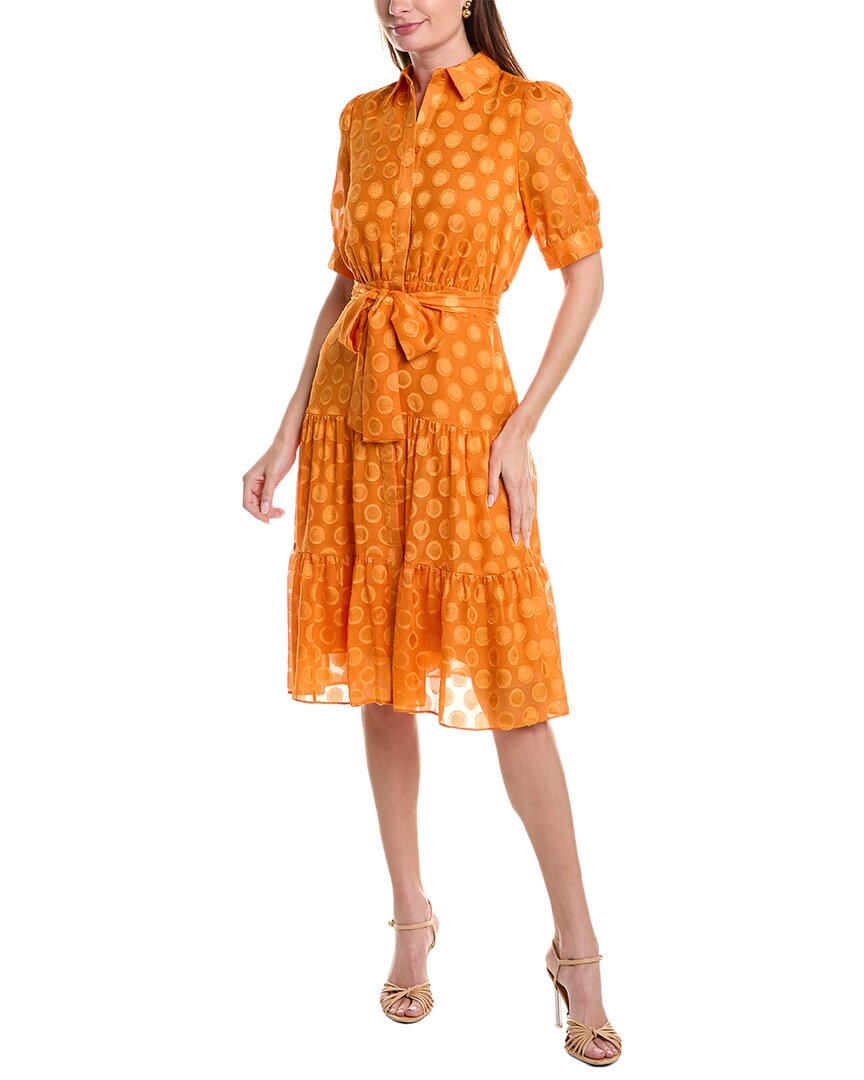 Shop Nicole Miller Circle Fil Coupe Shirtdress In Orange