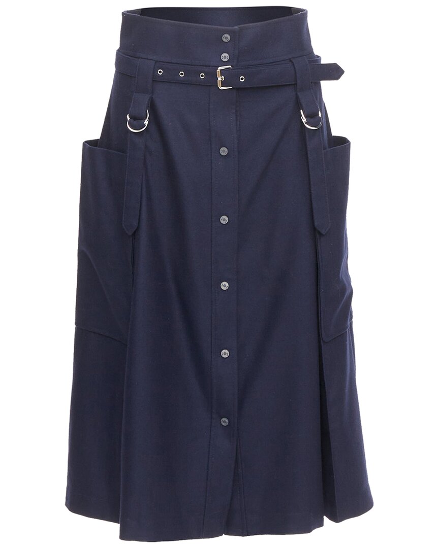Pre-owned Hermes Hermès Buckle Belt Button Midi Skirt