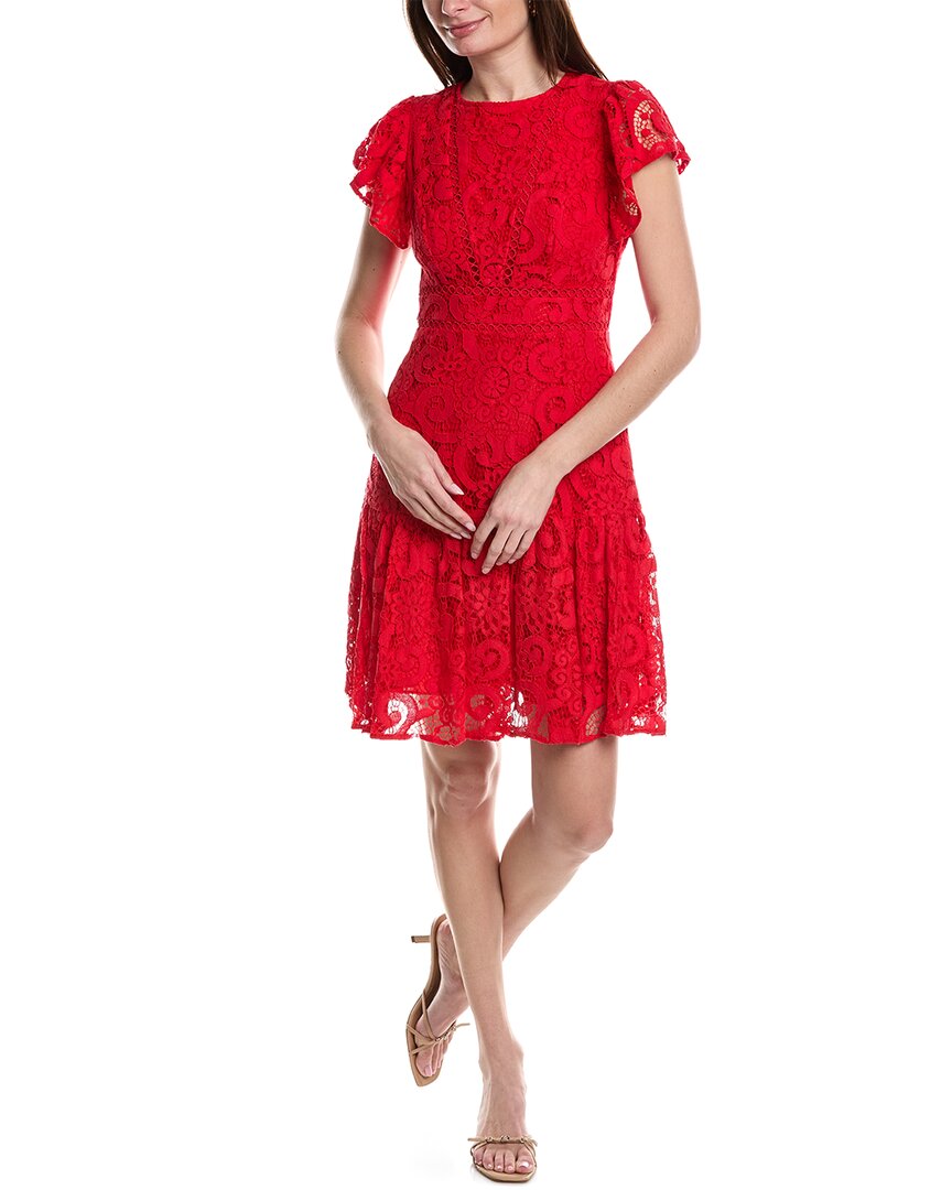 Shop Nanette Lepore Nanette  Valentina Re-embroidered Mini Dress In Red