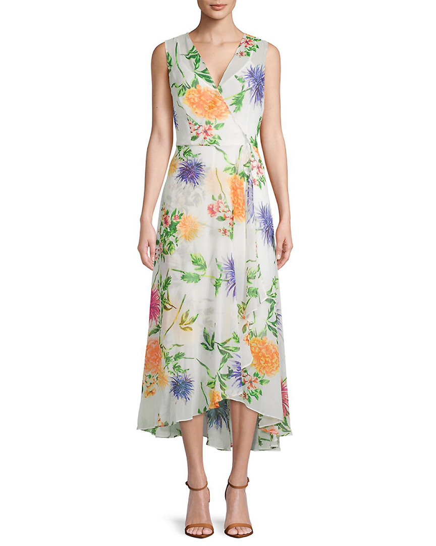Image of Calvin Klein Floral Sleeveless Wrap Dress