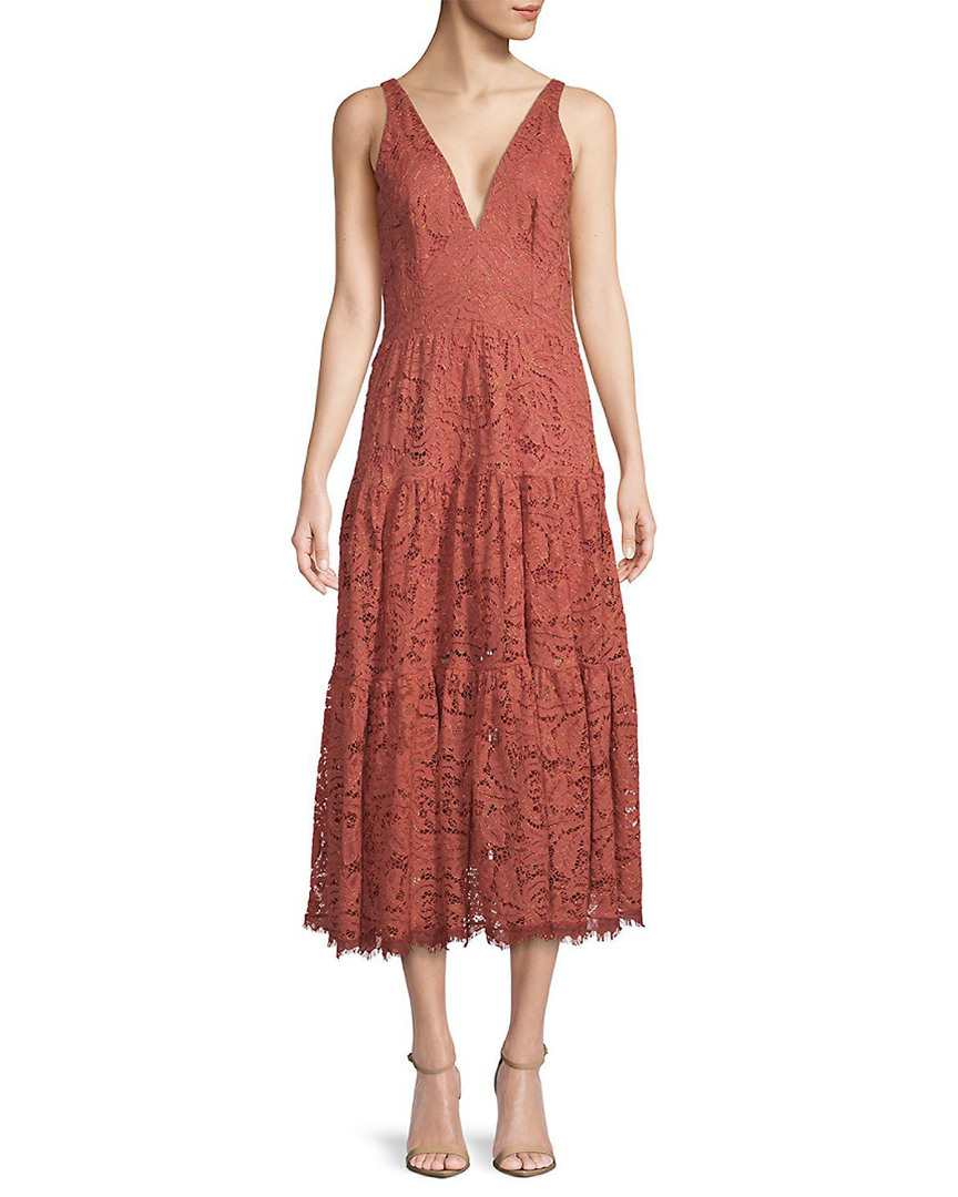 Image of Dress The Population Madelyn Plunging Lace Midi Dress
