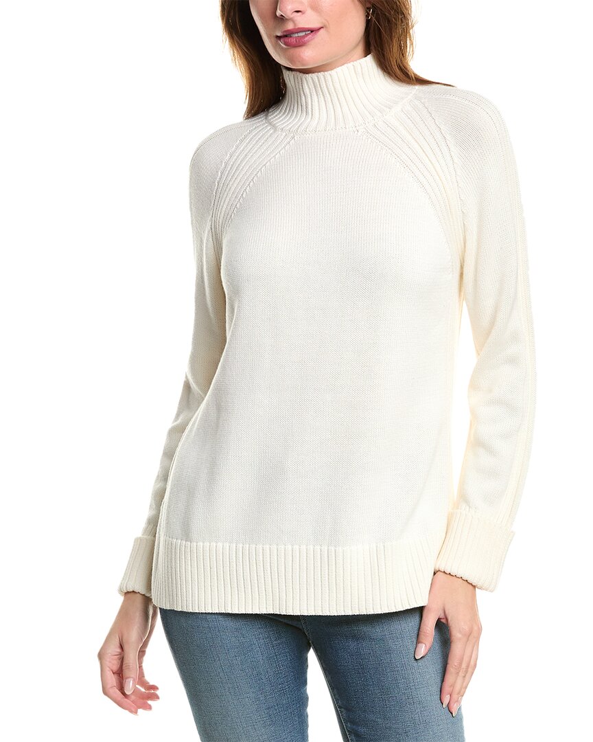 Shop Jones New York Directional Mock Neck Sweater In White