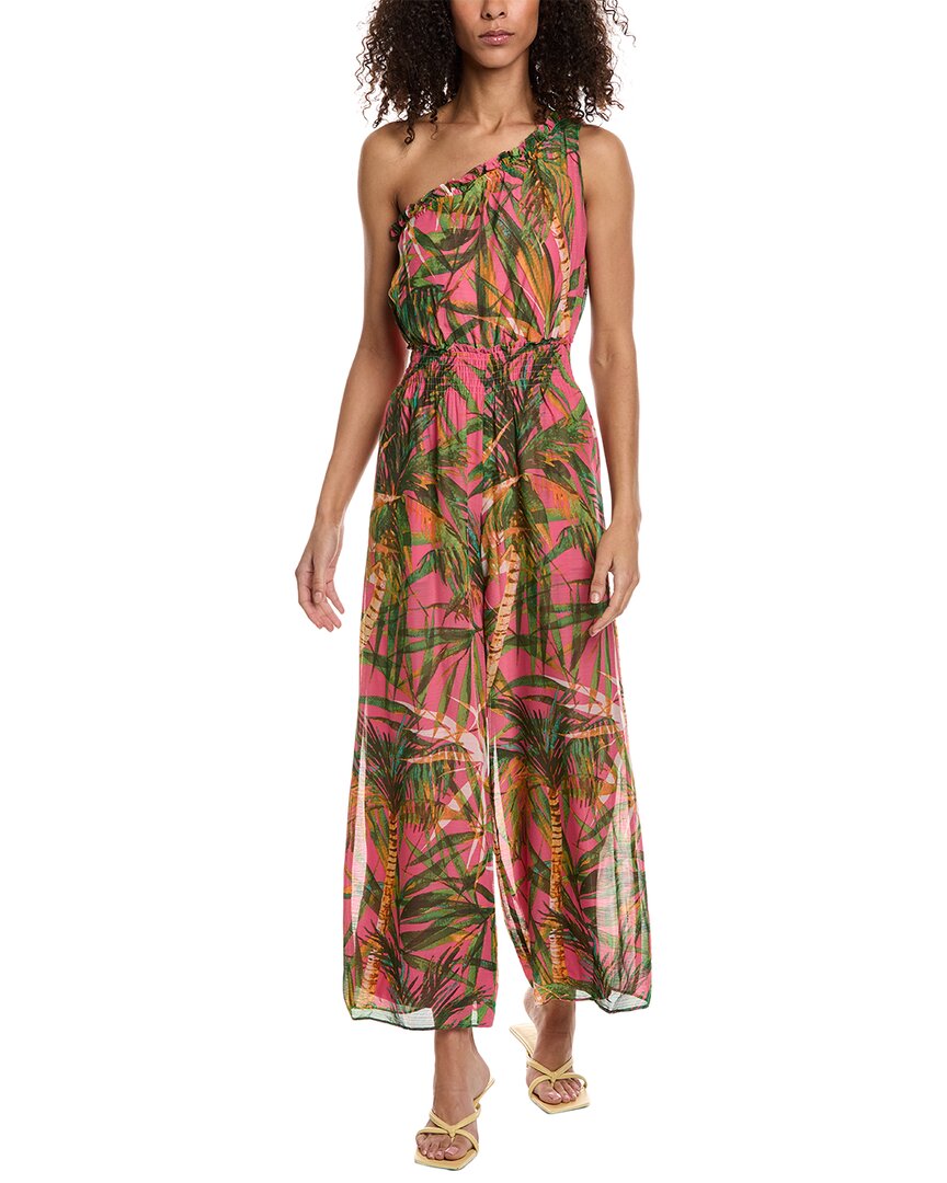 Taylor Printed Chiffon One-shoulder Jumpsuit In Pink
