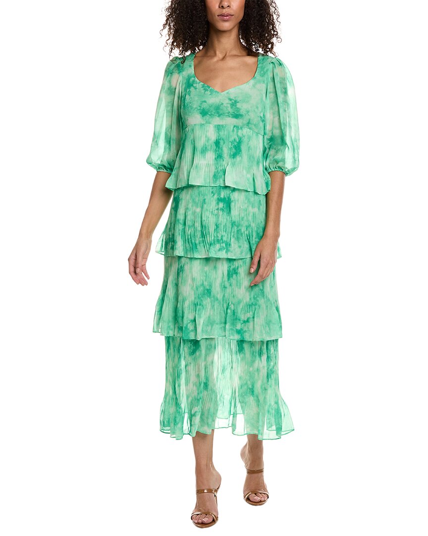 Shop Taylor Printed Chiffon Maxi Dress In Green