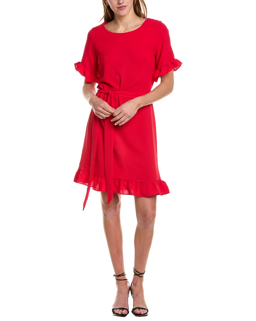 Shop Tahari Asl Ruffle Shift Dress In Red