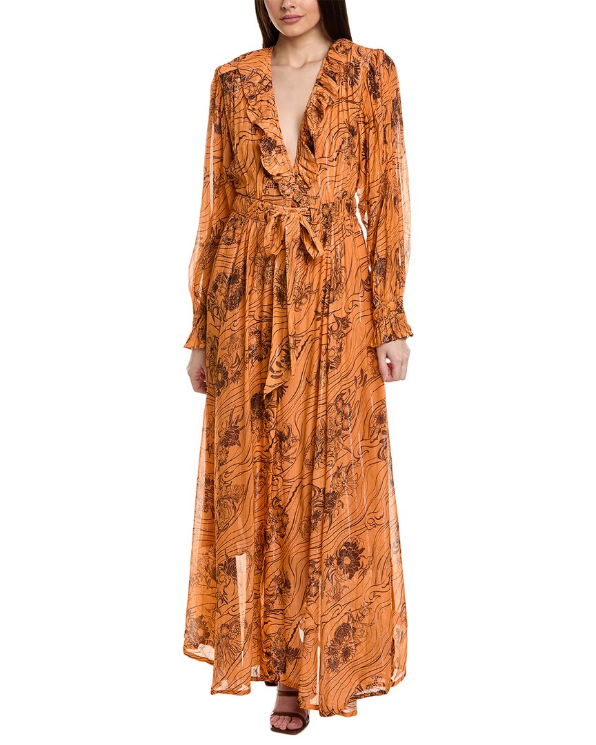 Shop Sabina Musayev Alexandra Silk-blend Maxi Dress In Orange