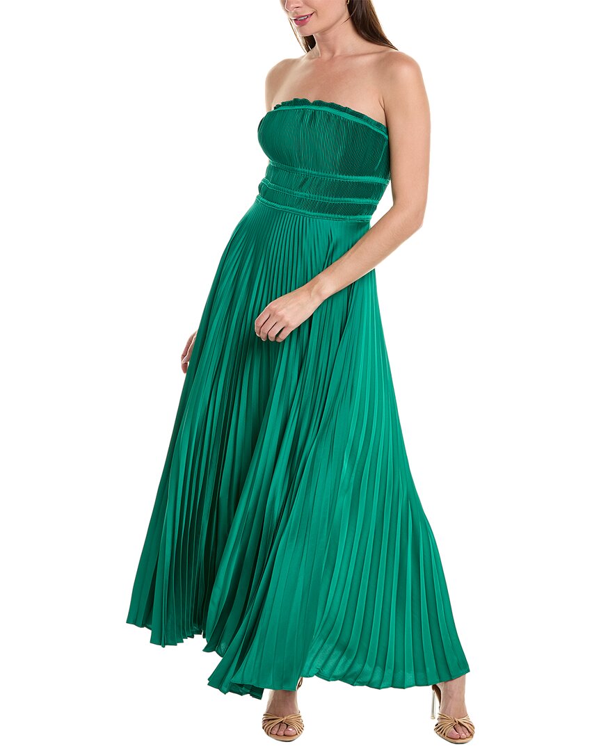 Shop Taylor Satin Maxi Dress In Green