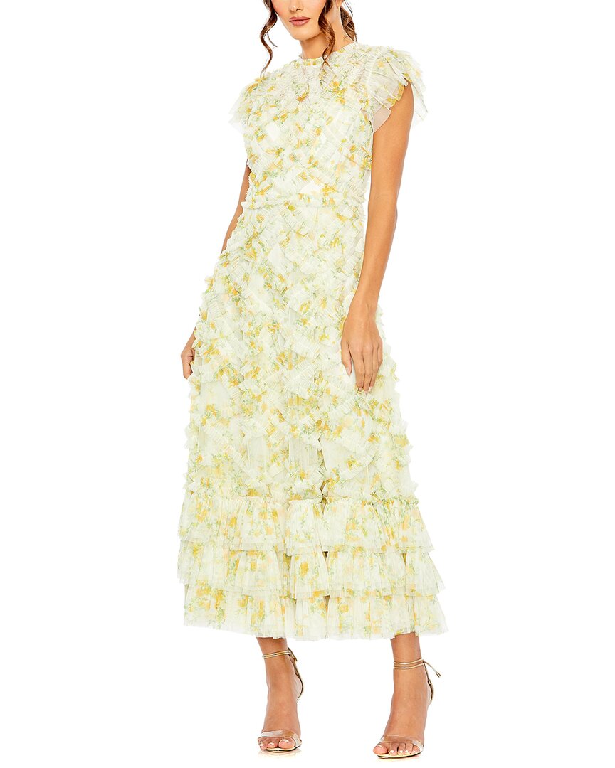 Shop Mac Duggal High Neck Ruffle Cap Sleeve Floral Dress