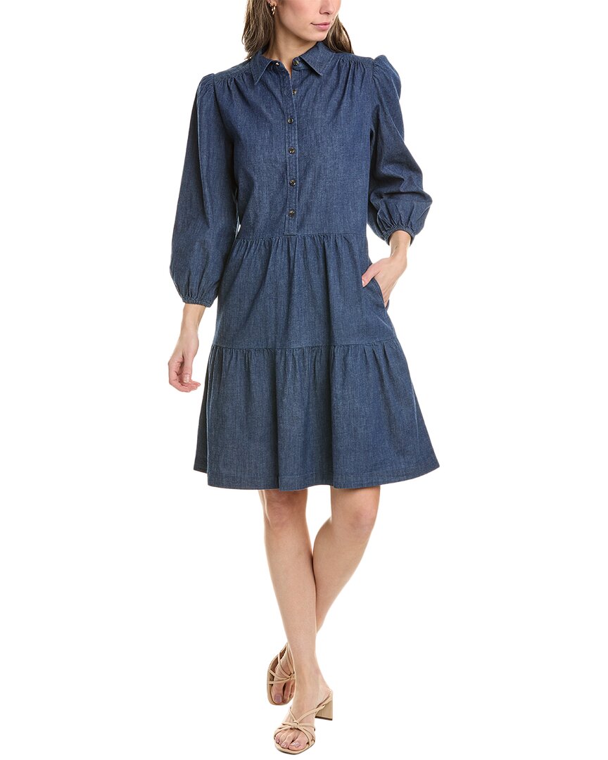 Shop Jones New York Tiered A-line Dress In Blue