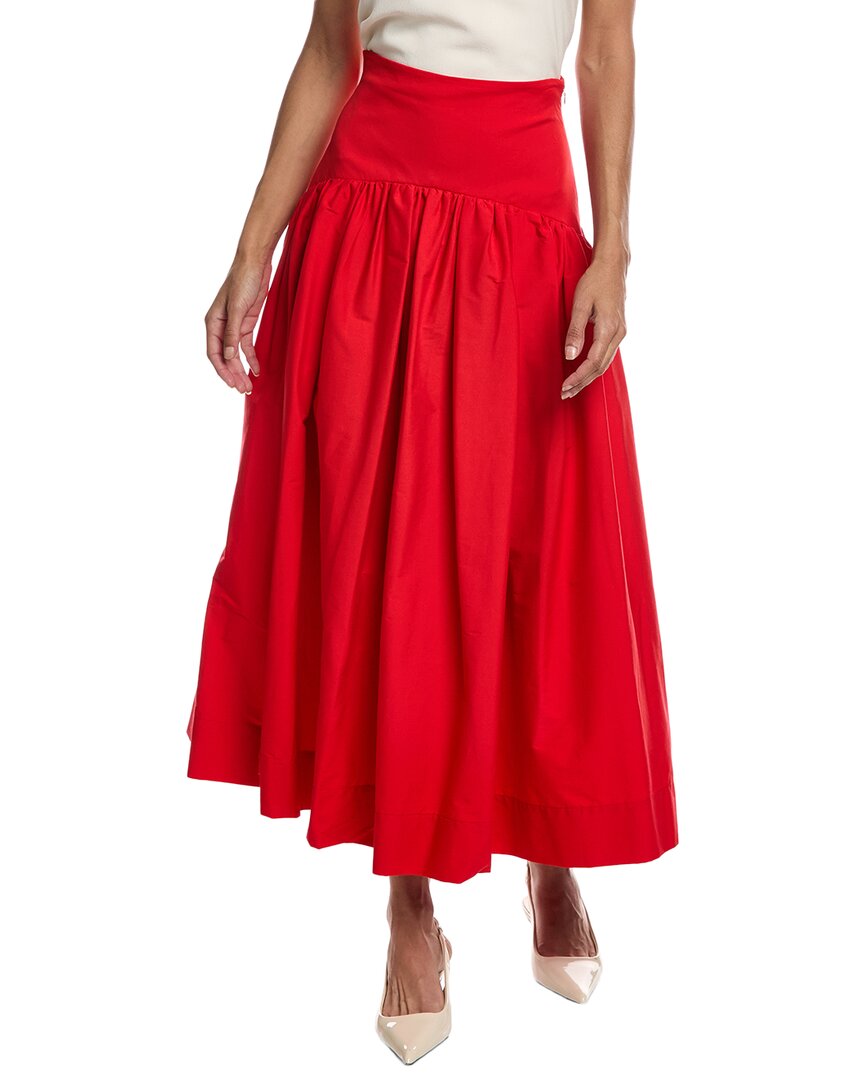 Lela Rose Drop-waist Skirt In Red