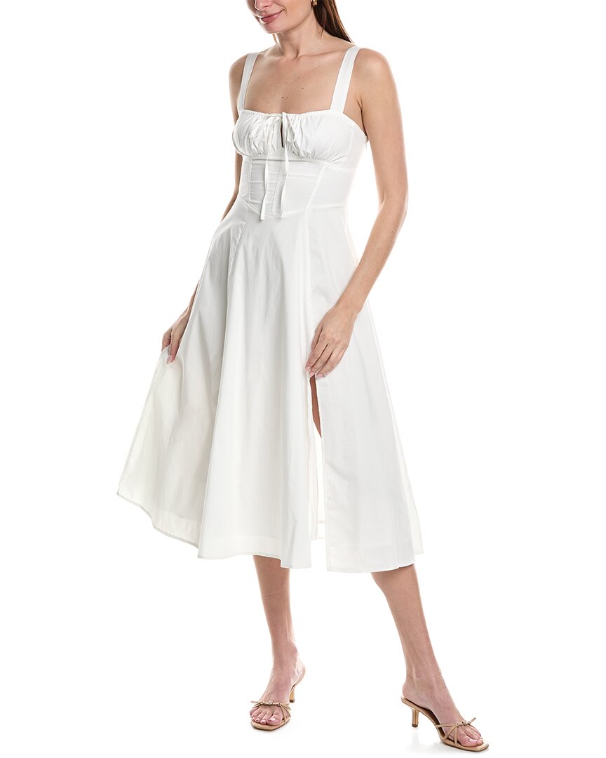 Shop Moonsea Lace-up Midi Dress In White