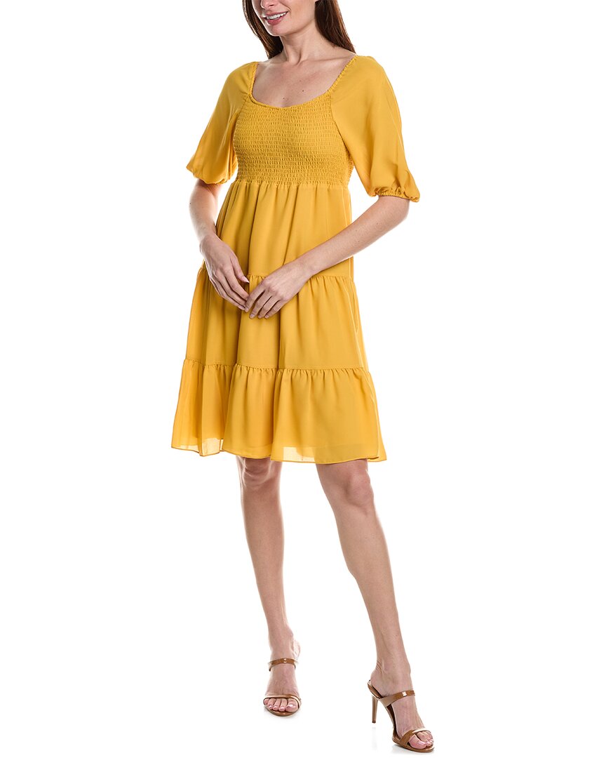 Nanette Lepore Nanette  Crepe Chiffon Mini Dress In Yellow