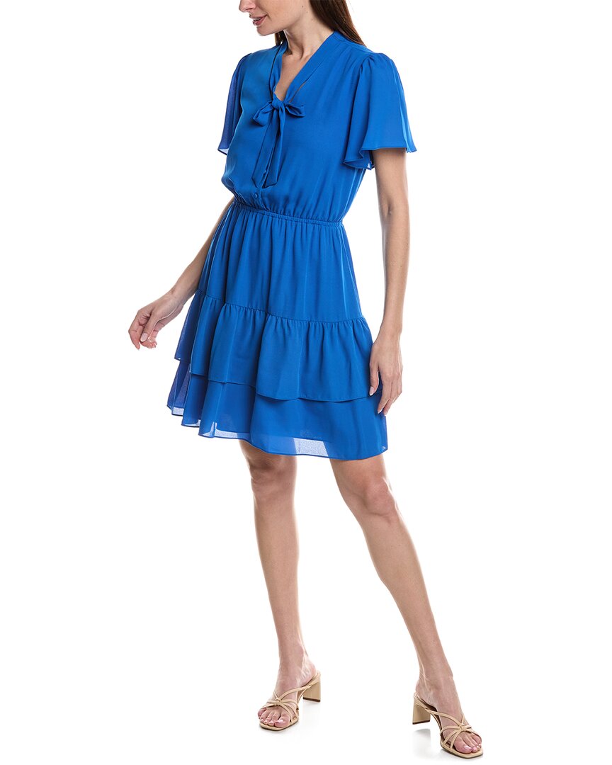 Shop Nanette Lepore Nanette  Crepe Chiffon Mini Dress In Blue