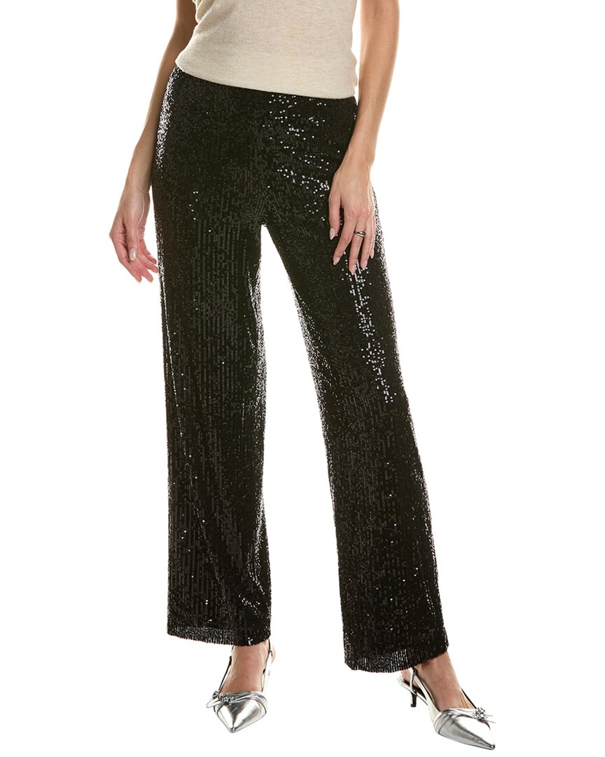 Anne Klein Sequin Hollywood Waistband Straight Leg Pants In Black