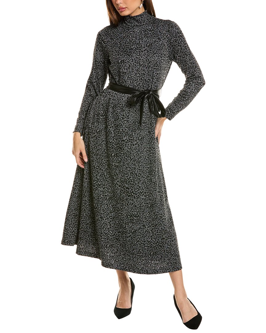 Anne Klein Mock Neck Midi Dress In Grey
