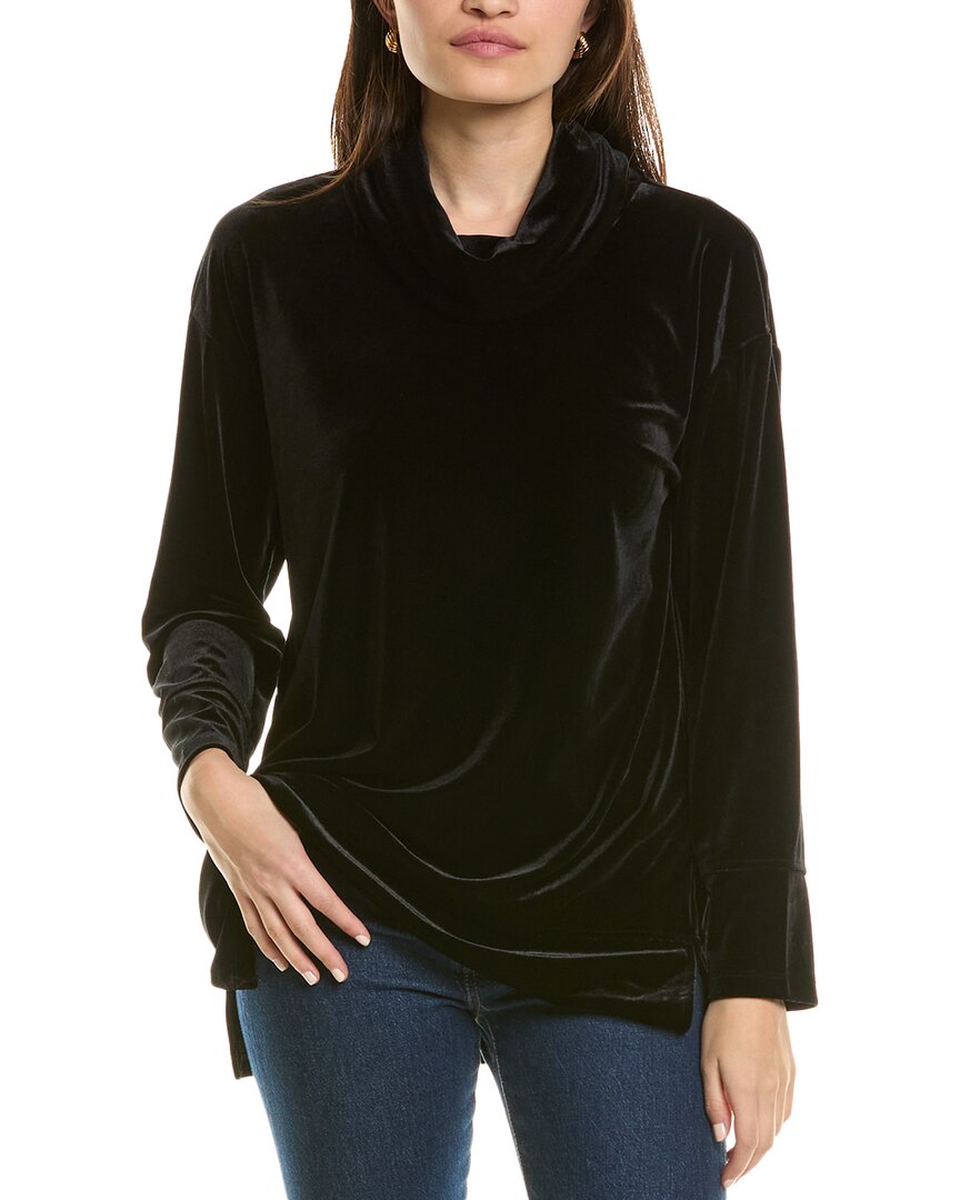 Jones New York Velour Cowl Neck Top In Black