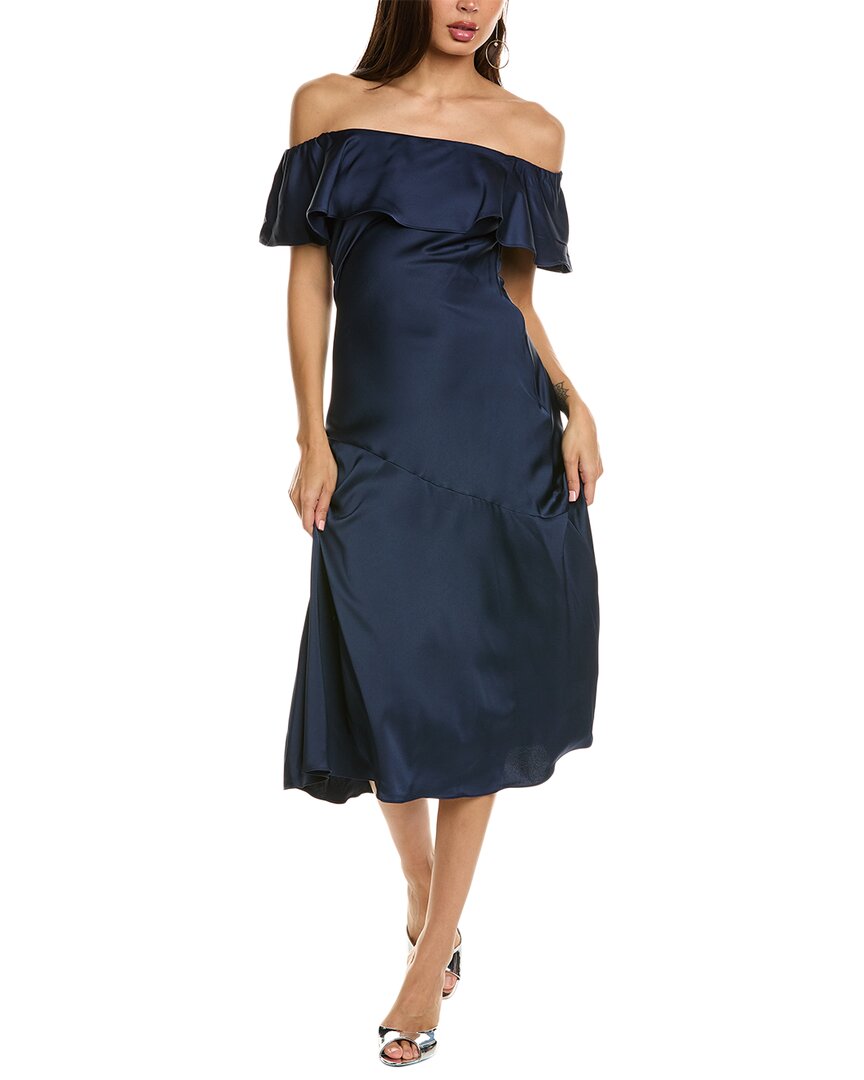 Sam Edelman Off-the-shoulder A-line Dress In Navy