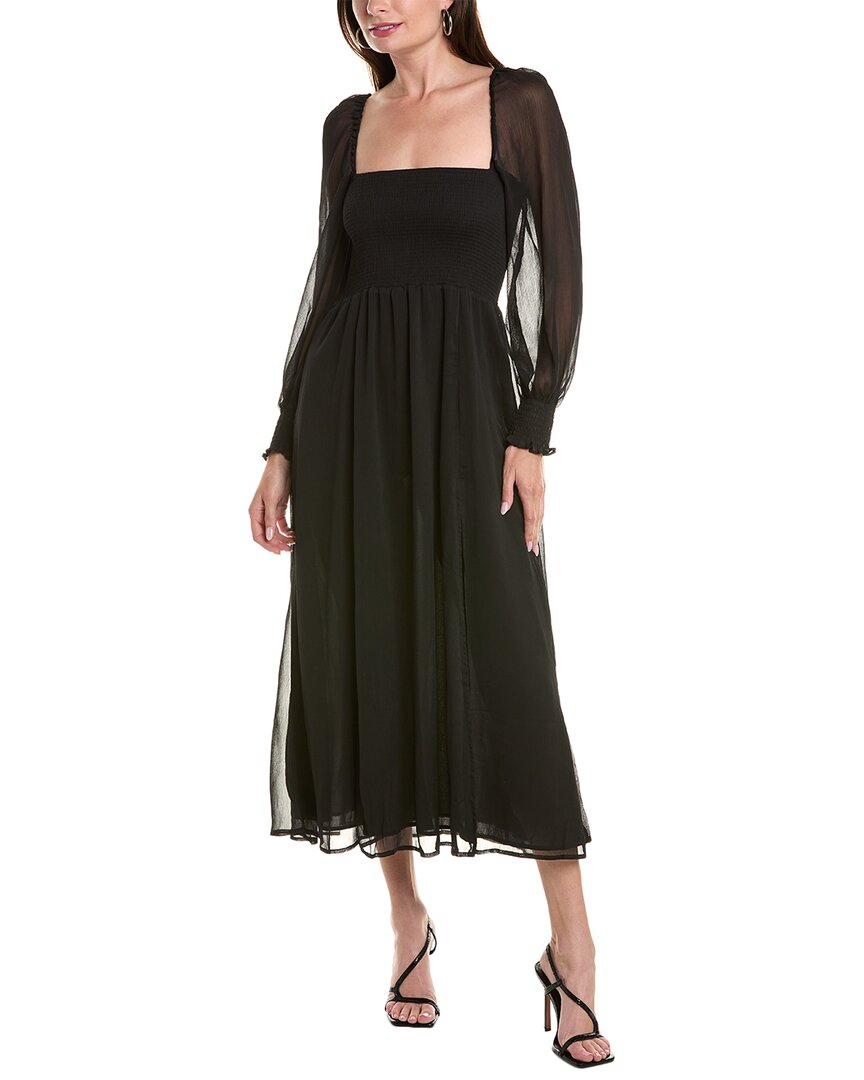 Opt O.p.t. Classic Smocked Maxi Dress In Black