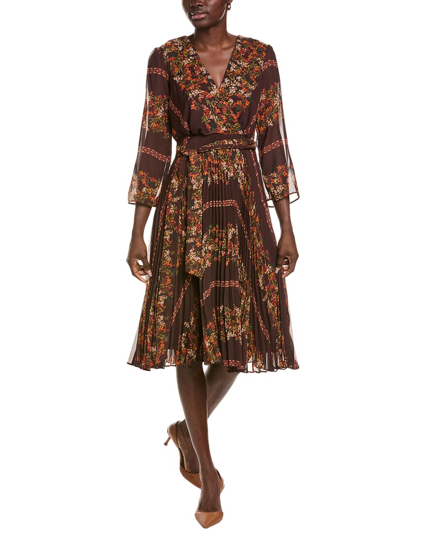 Maison Tara Chiffon A-line Dress In Brown