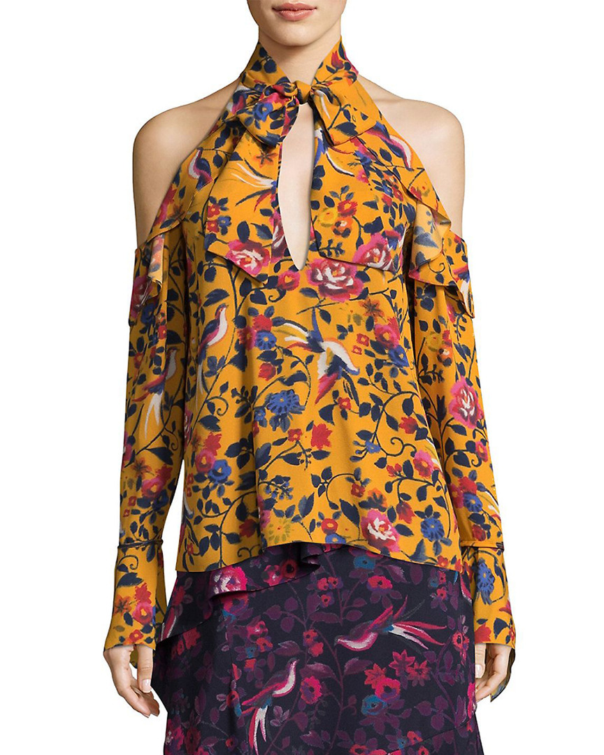 Image of Tanya Taylor Adrienne Kimono Floral Silk Top