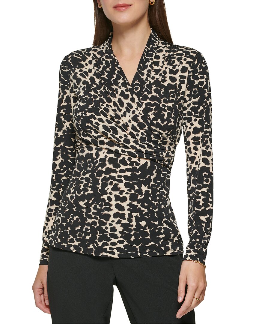 Dkny Side Ruched Top In Animal Print