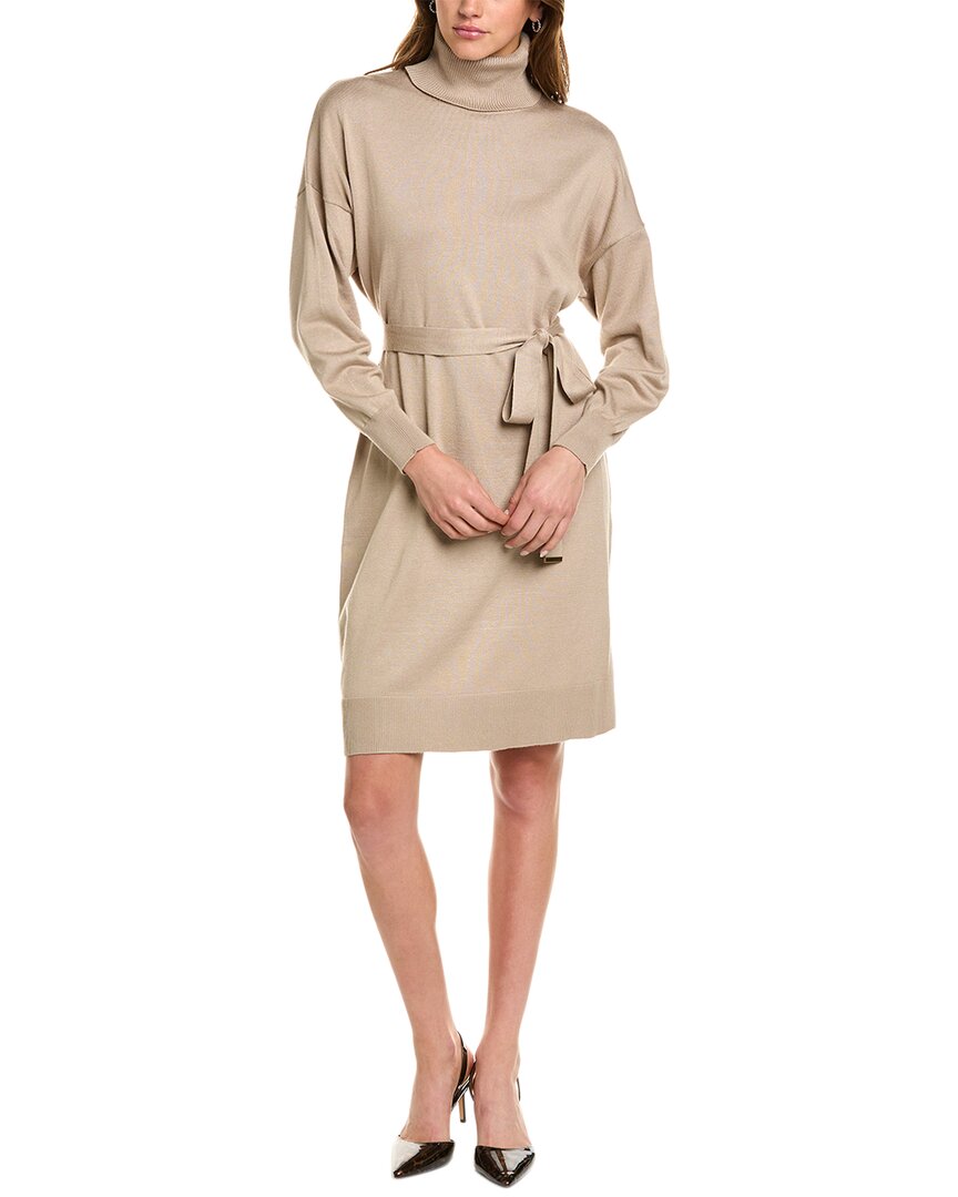 Donna Ricco Belted Sweaterdress In Brown